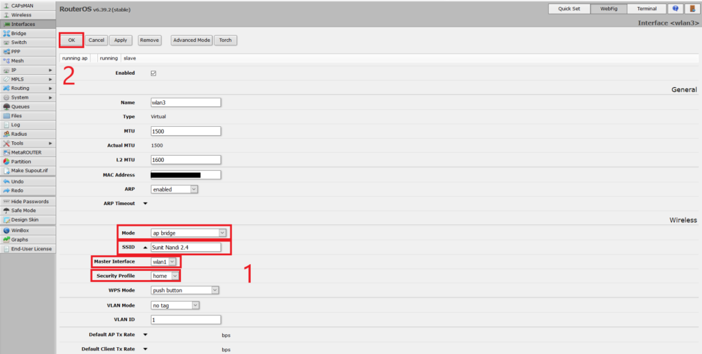 Configuring virtual wireless interface as AP