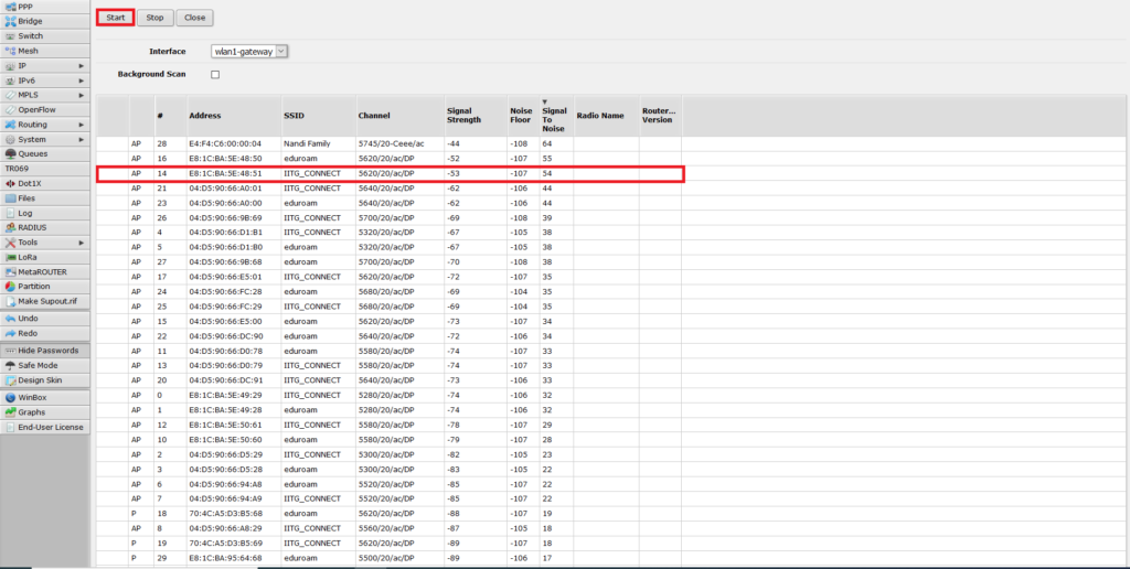 Scanning for desired WiFi network